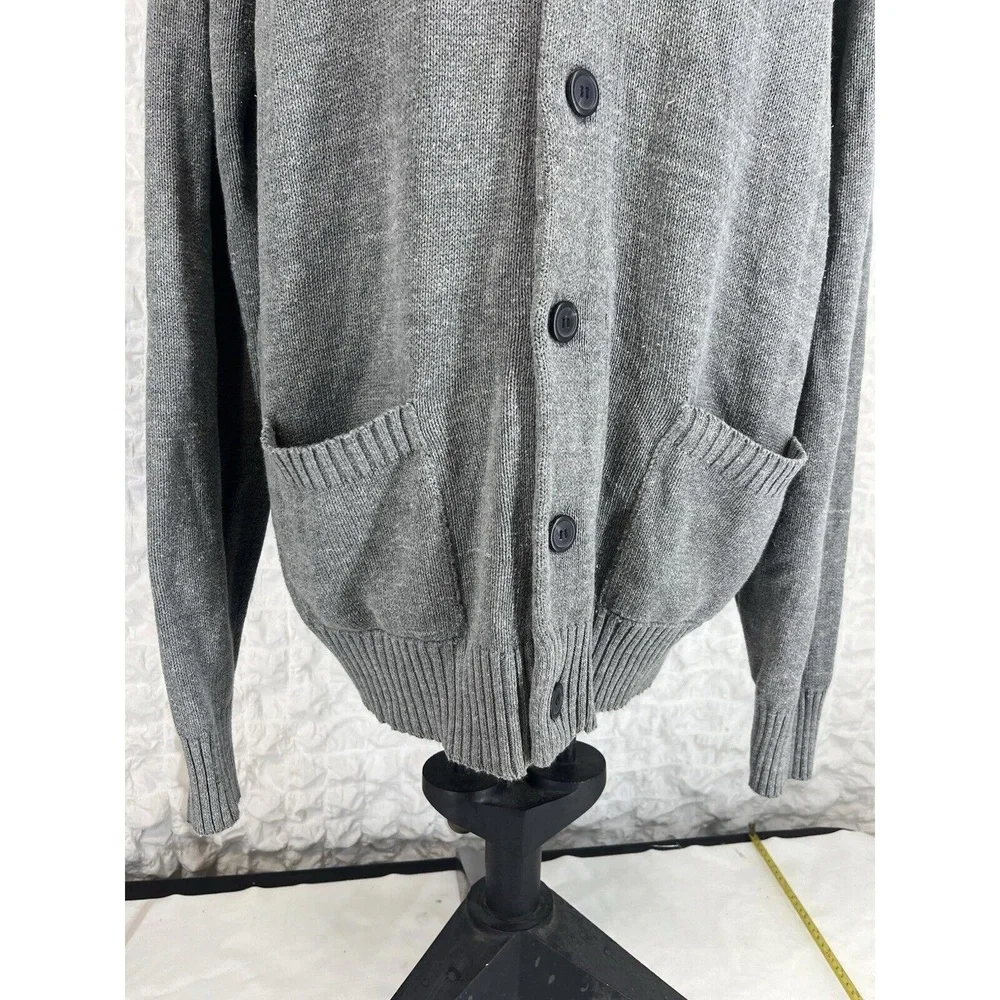 Oscar De La Renta Cardigan Sweater Mens Size XL Gray Stylish Knit Button Front C